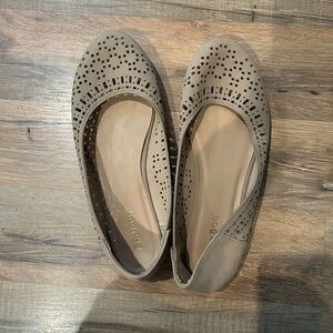 Women's Beige Perforated Flats